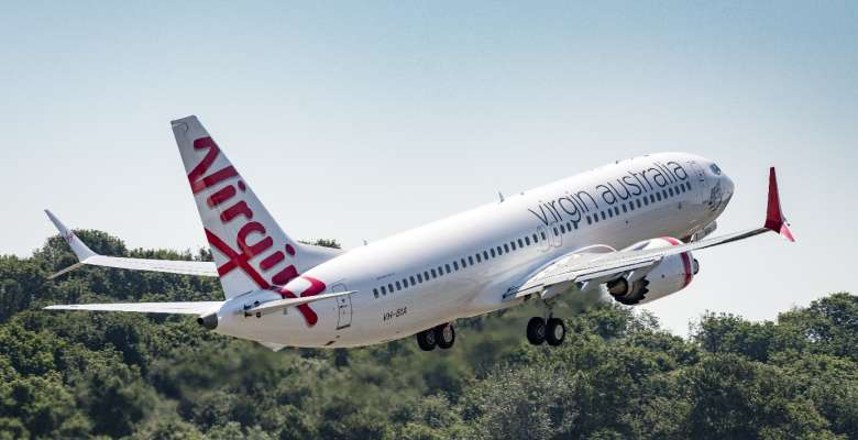first virgin australia boeing 737-8 departing seattle