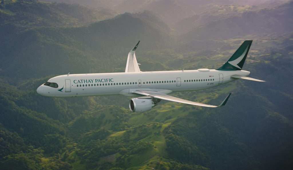 Cathay Pacific Airbus A321neo mid flight