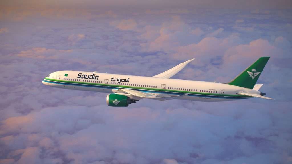 Saudia Boeing 787 Dreamliner wearing the new livery announced