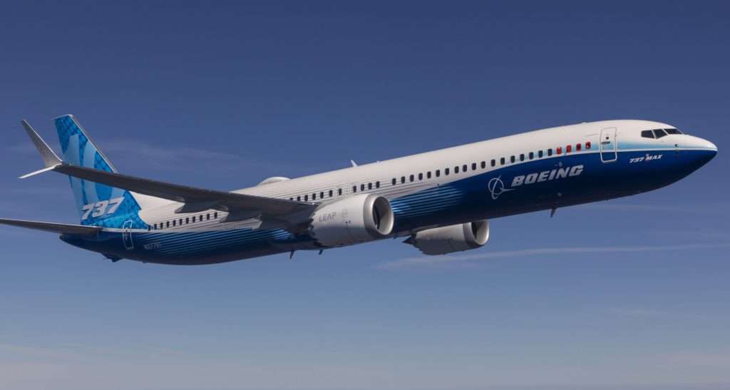 Boeing 737-10 in-flight during testing for Boeing