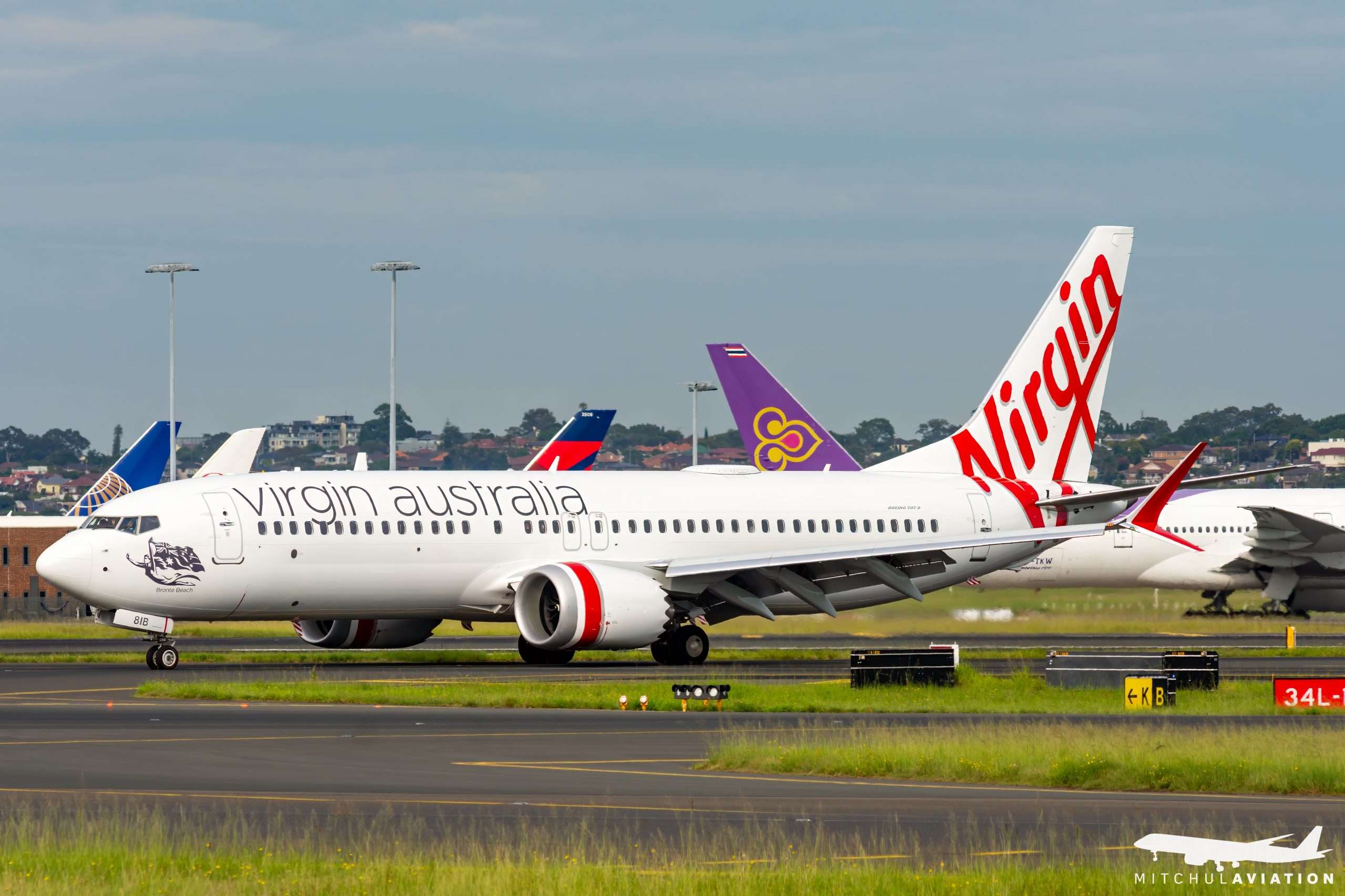 A Virgin Australia Boeing 737 MAX 8 in Sydney Airport