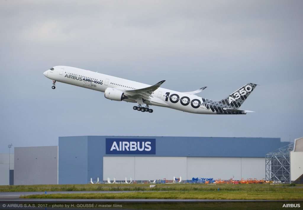 An Airbus A350-1000 departs