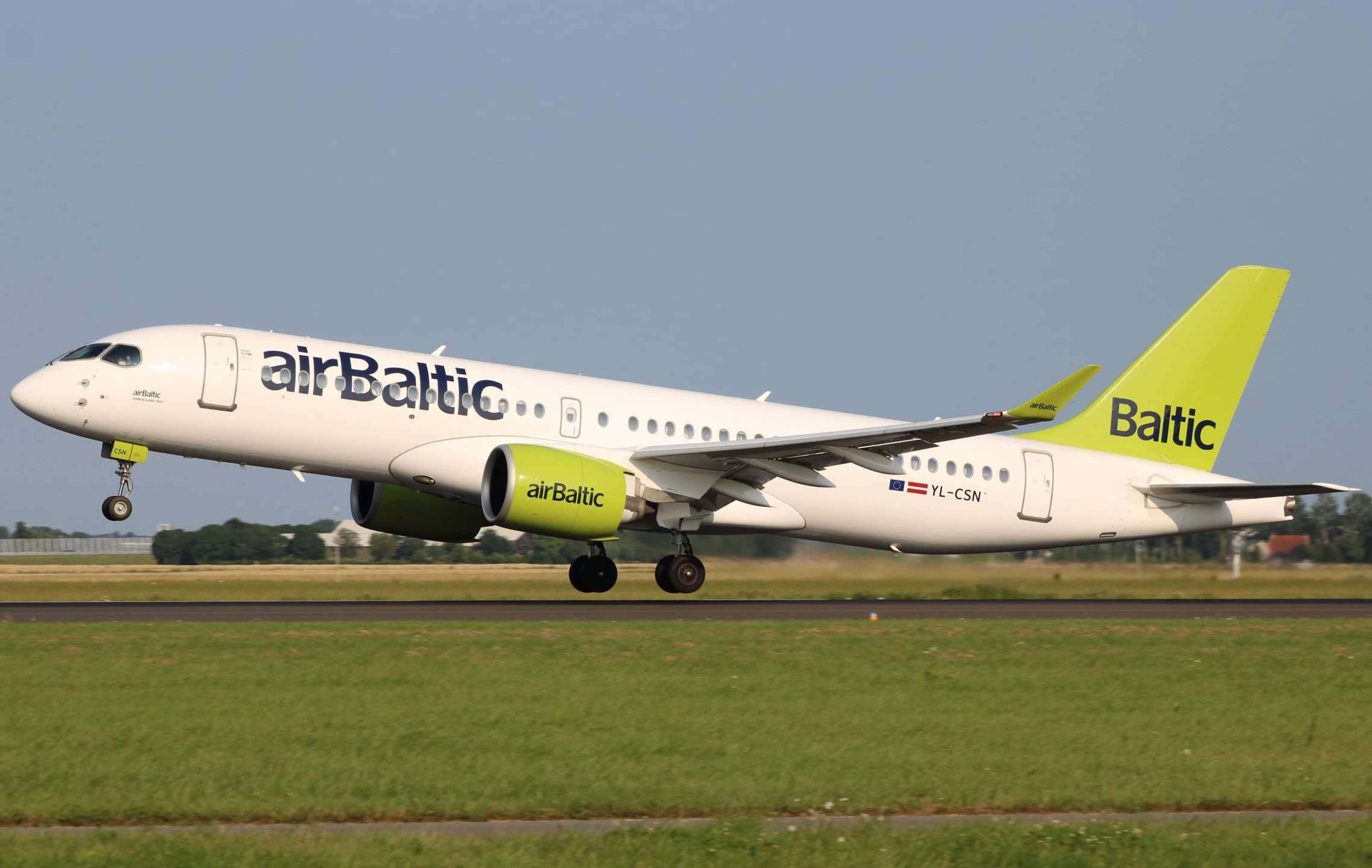 airBaltic Airbus A220-300 at Amsterdam Schiphol