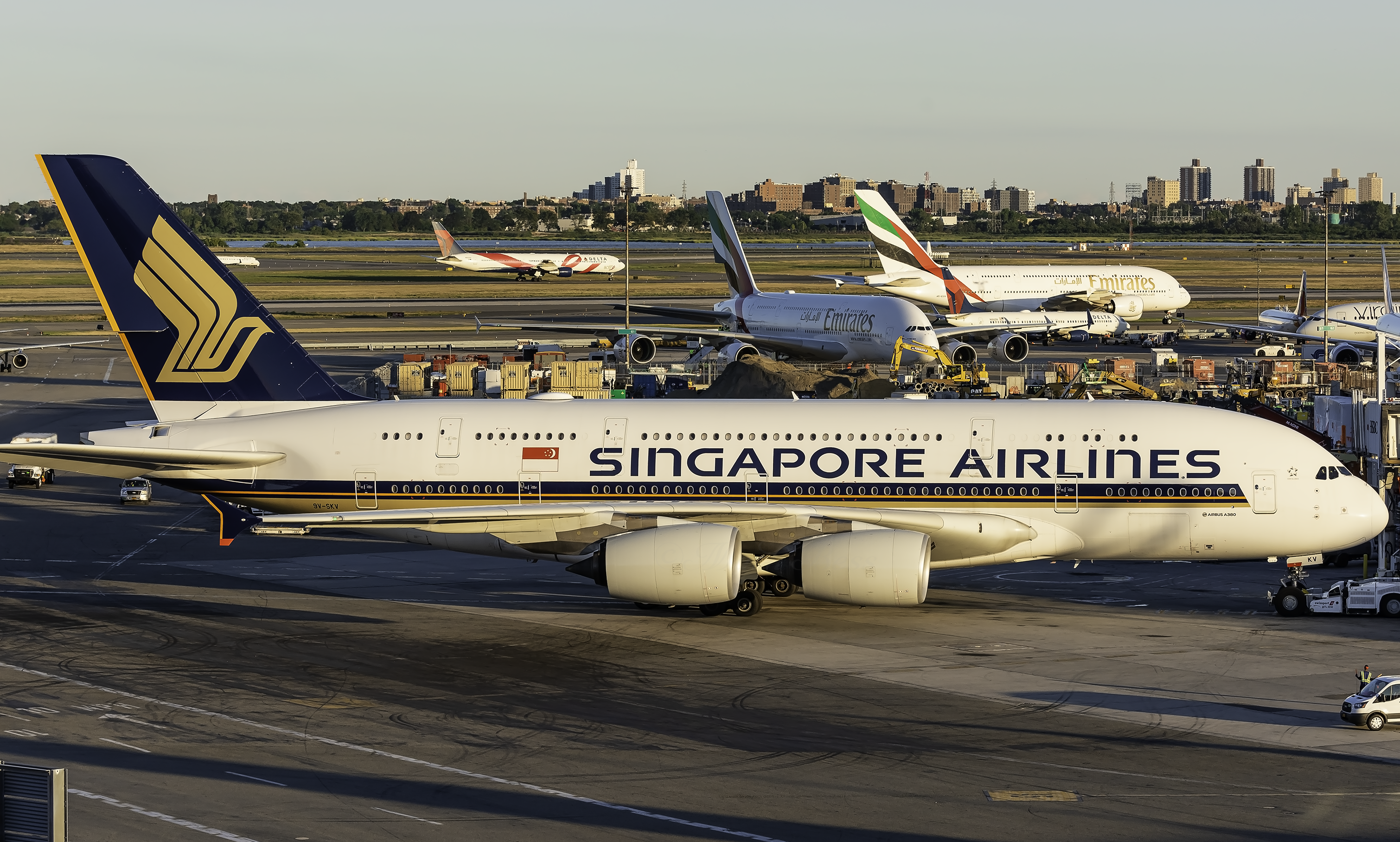 A Singapore Airlines Airbus A380-800 at New York JFK