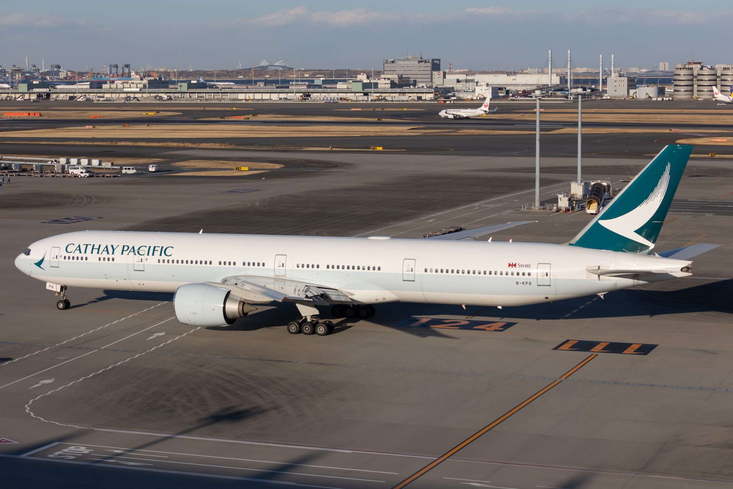 A Cathay Pacific Boeing 777-300ER at Tokyo Haneda bound for Hong Kong