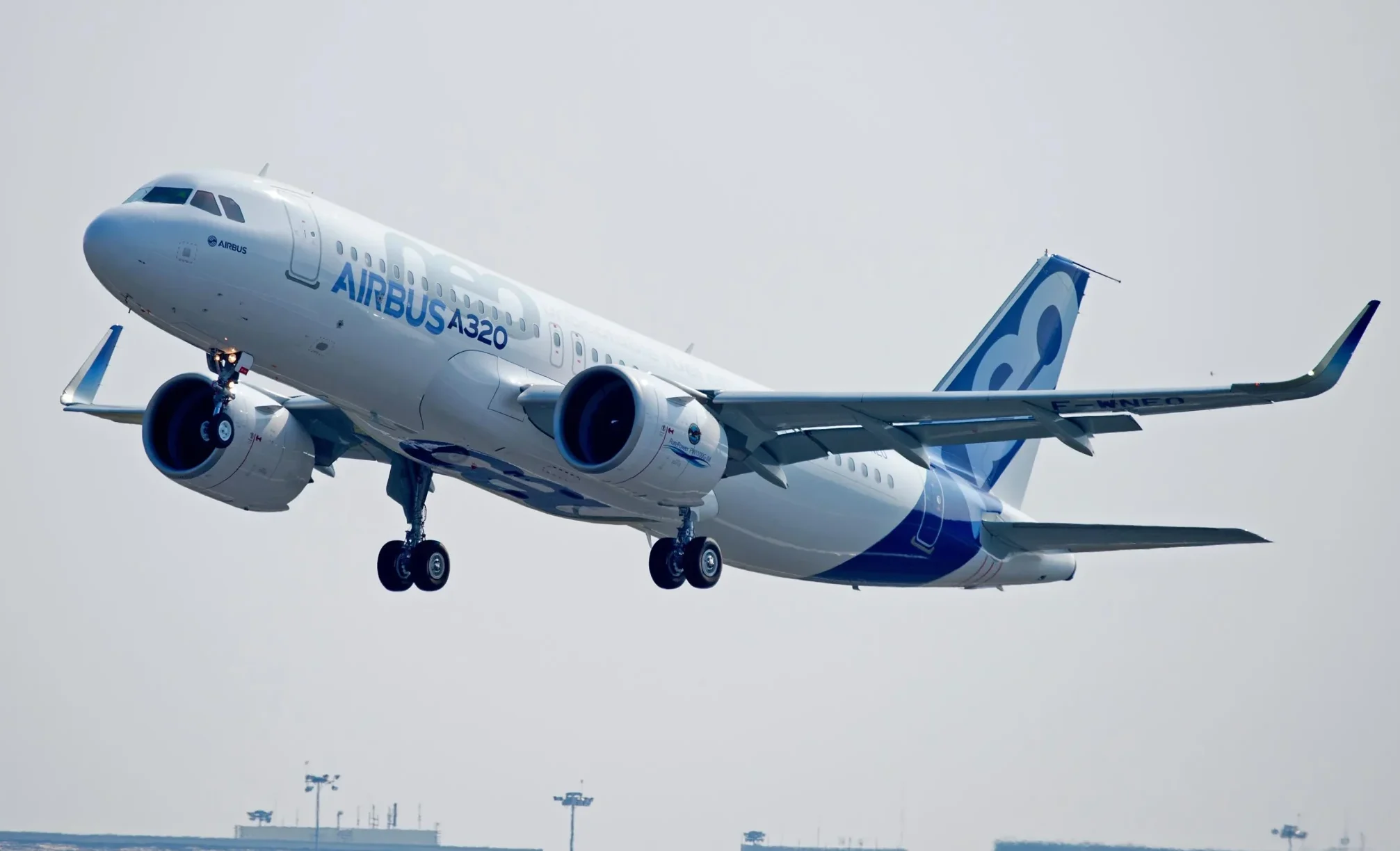 The Airbus A320neo operating its first flight