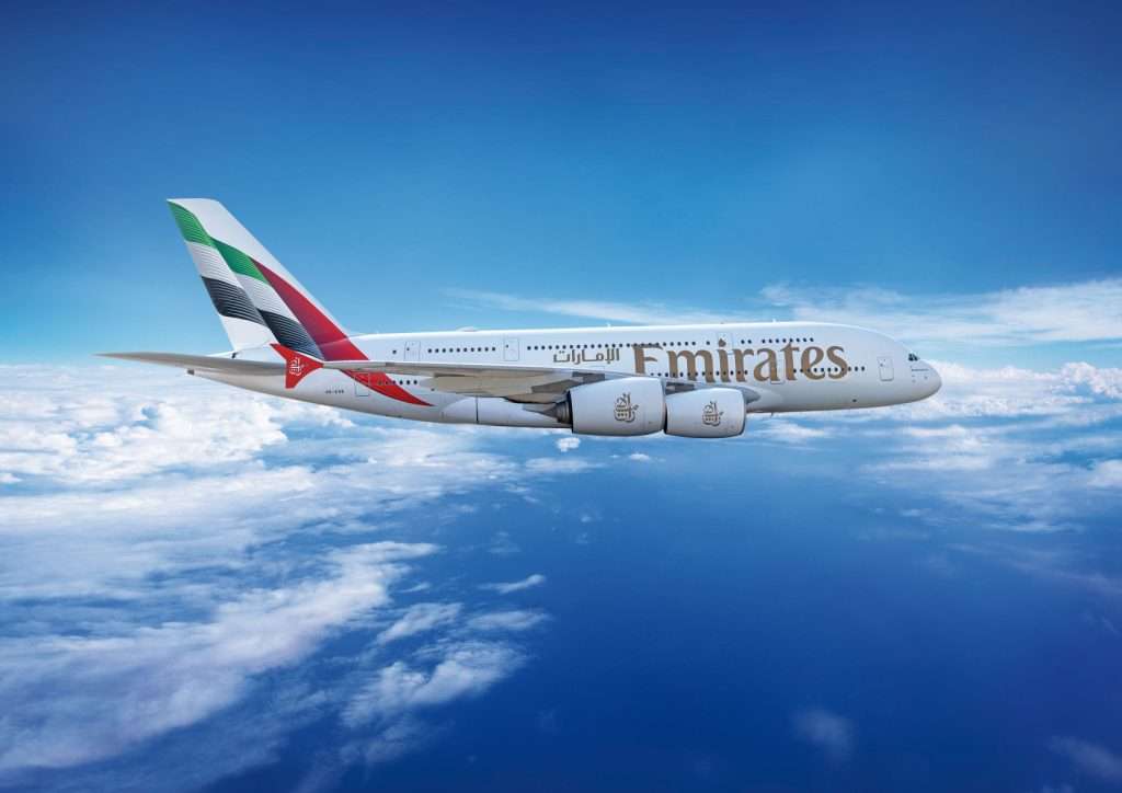 An Emirates Airbus A380-800 wearing the new livery