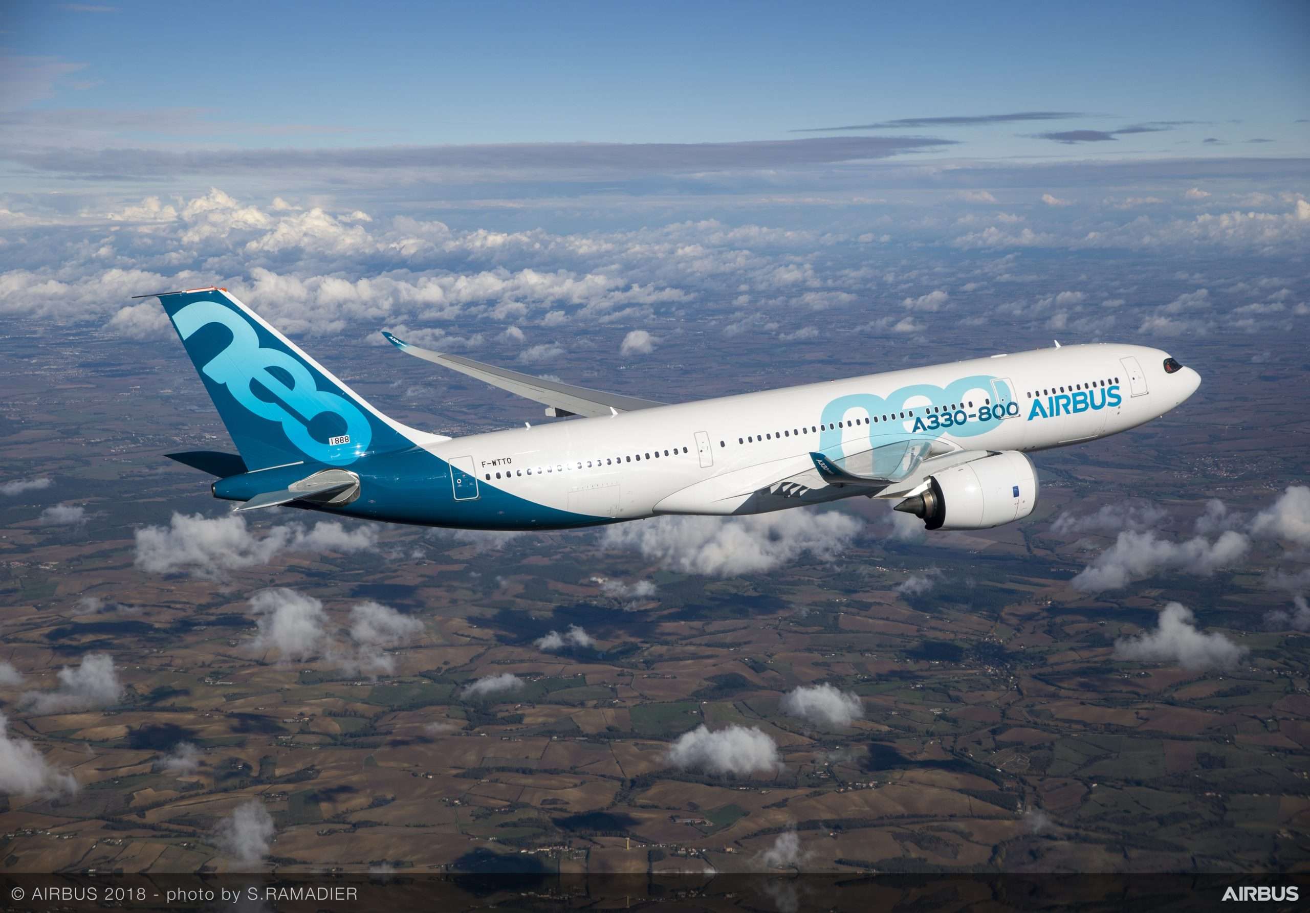 An Airbus A330-800 in flight
