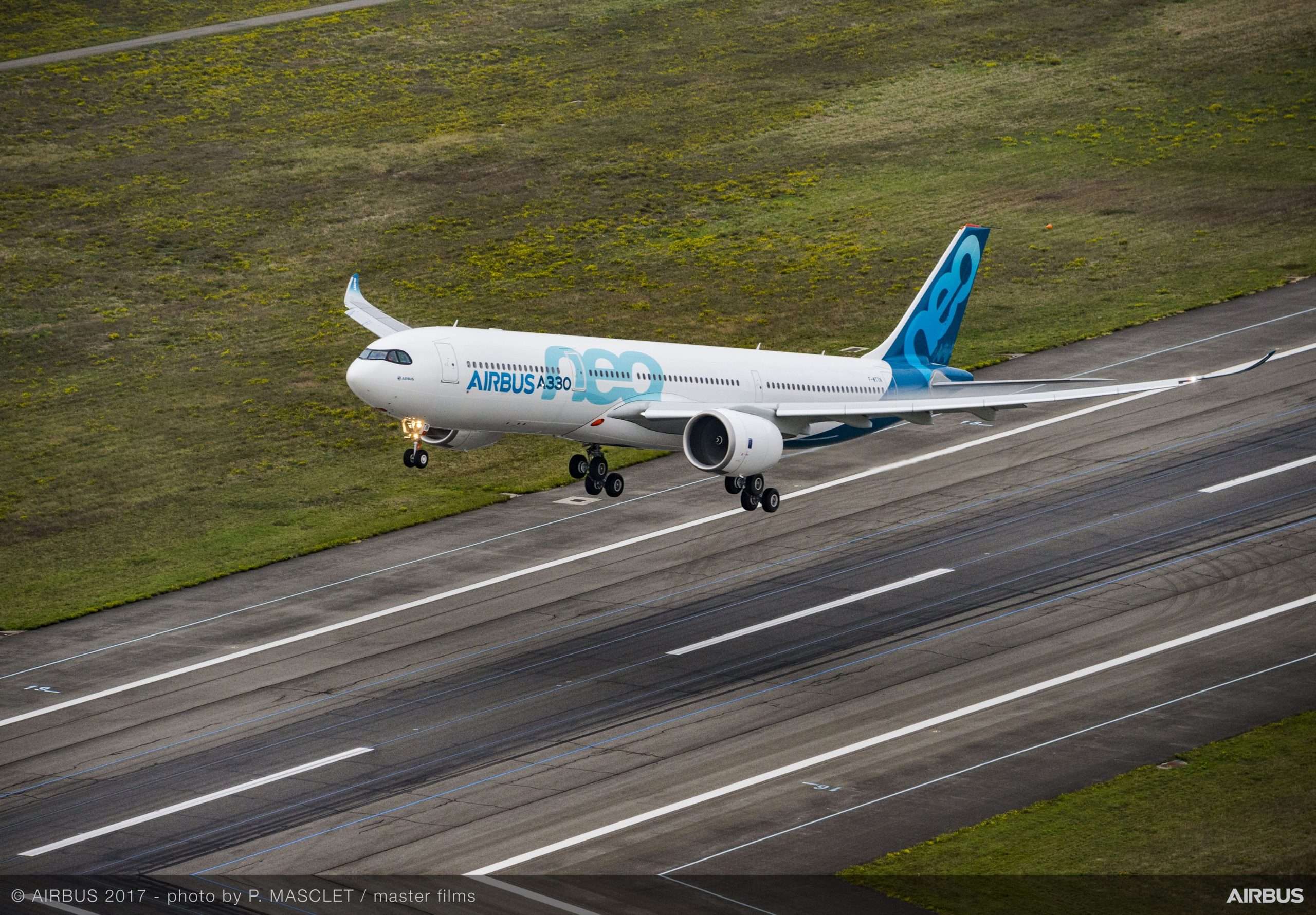 The Airbus A330neo operating its first flight