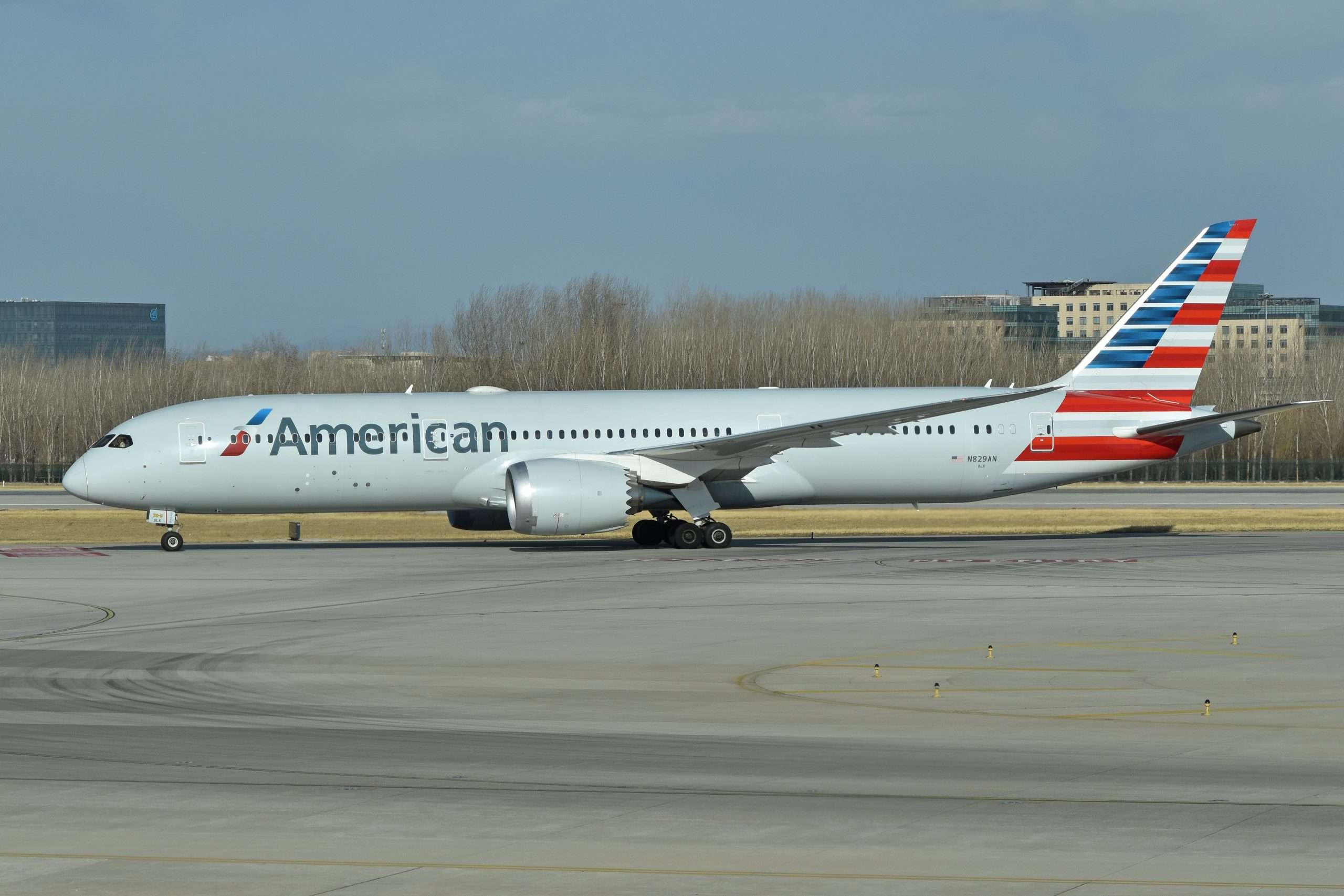 An American Airlines Boeing 787-9 Dreamliner at Beijing Capital International Airport
