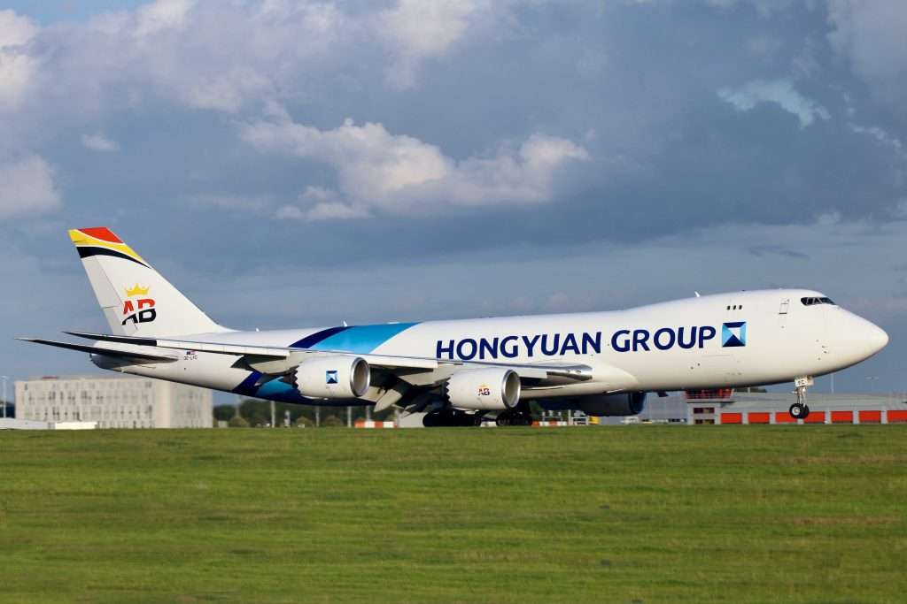 An Air Belgium Boeing 747-8F operating for Hongyuan Group