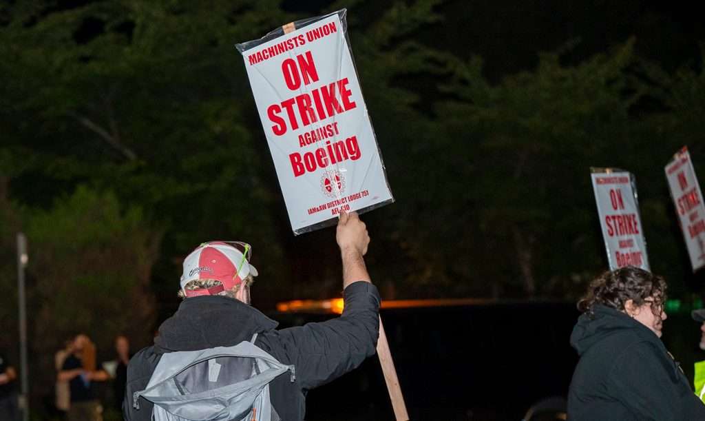 Boeing employees on strike following the rejection of a contract