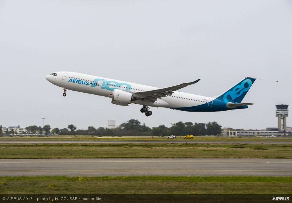 An Airbus A330neo operating its first flight and now destined for T'way Air