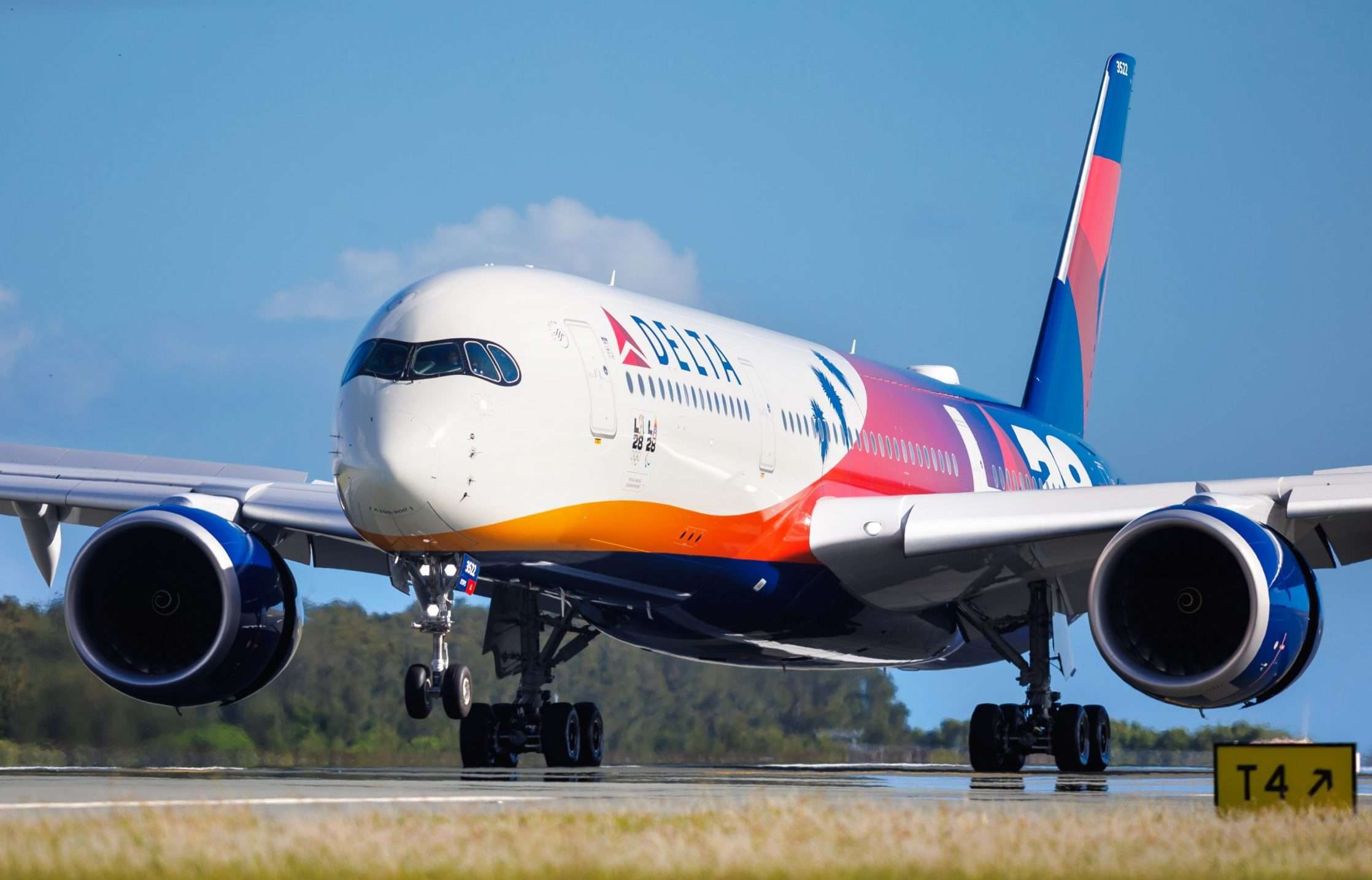 The first Delta Airbus A350-900 service from Los Angeles through to Brisbane Airport