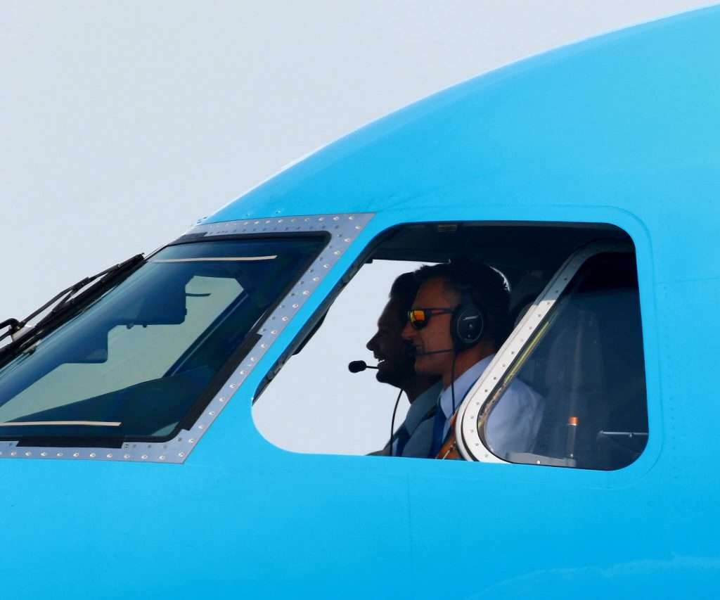 Pilots aboard a KLM aircraft