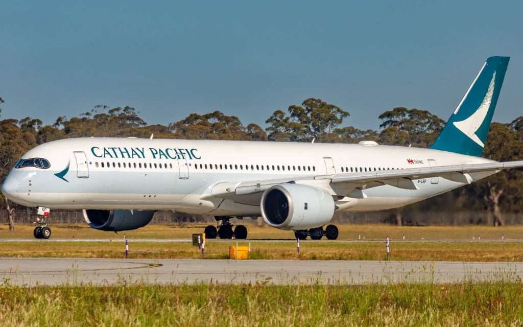 A Cathay Pacific Airbus A350-900 in Melbourne, Australia