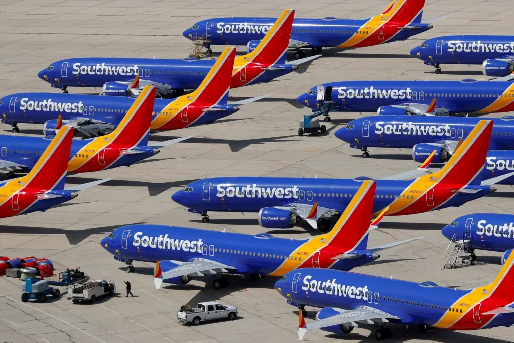 Southwest Boeing 737 grounded during the MAX crisis