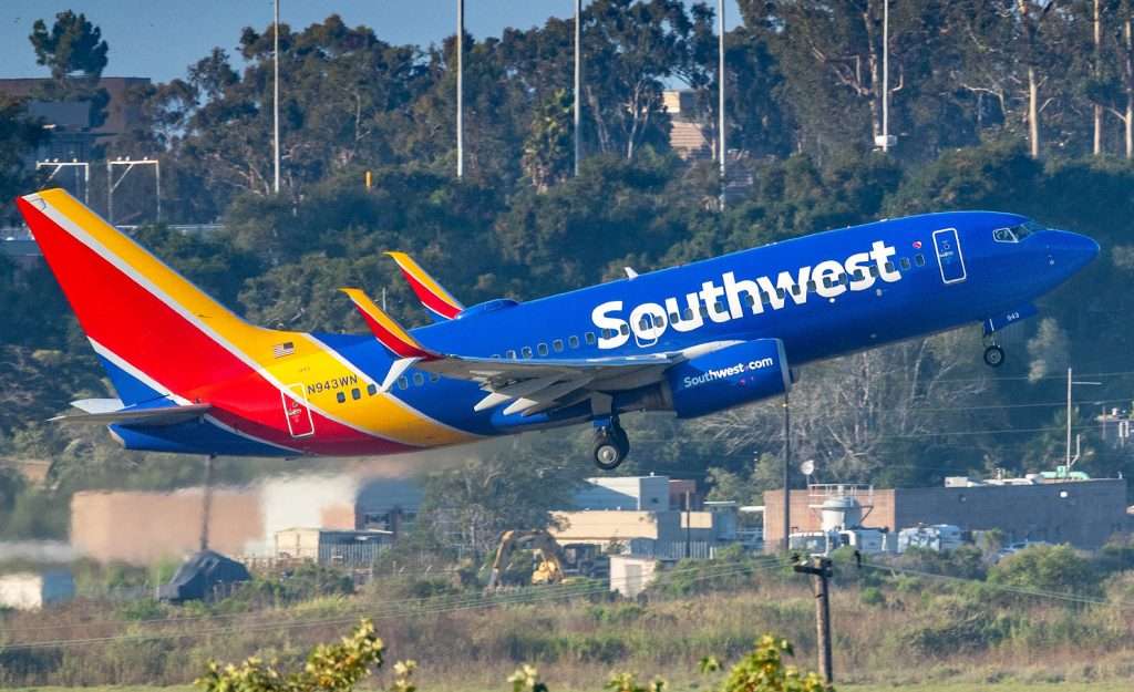 A Southwest Boeing 737-700 departs Santa Barbara