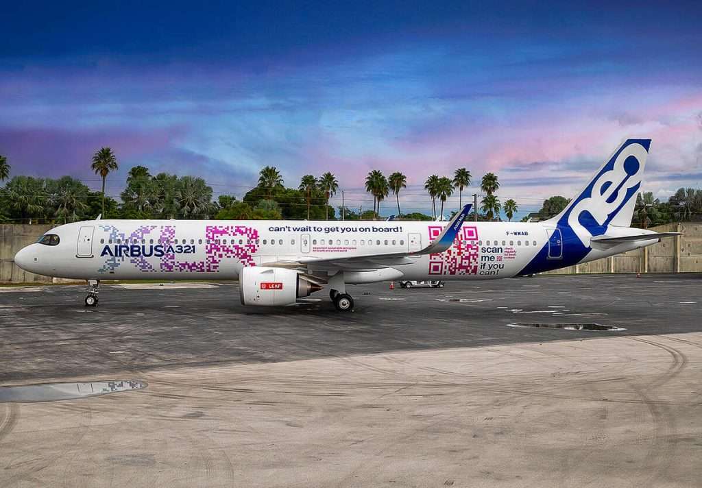 Airbus A321XLR in Miami during route proving flights