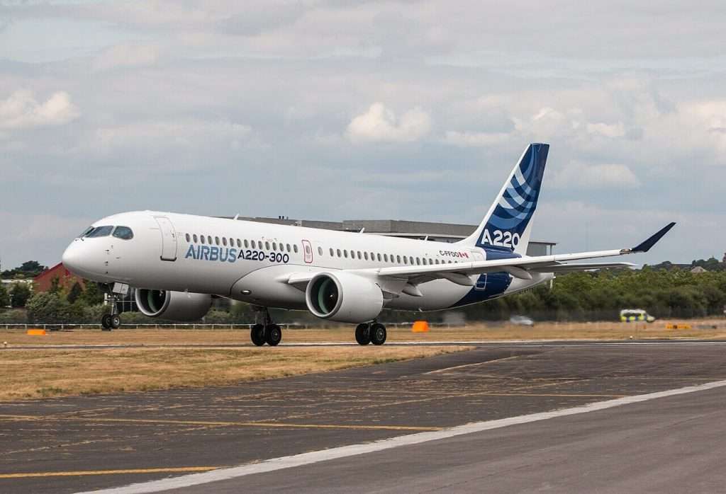 Airbus A220-300 at the Farnborough Airshow