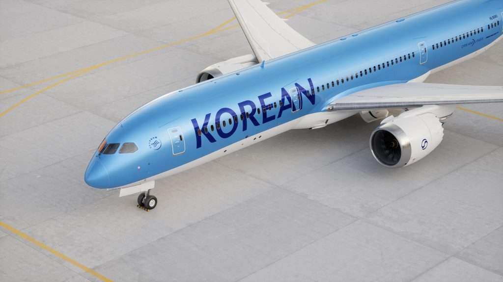 Korean Air's new livery on the Boeing 787 Dreamliner