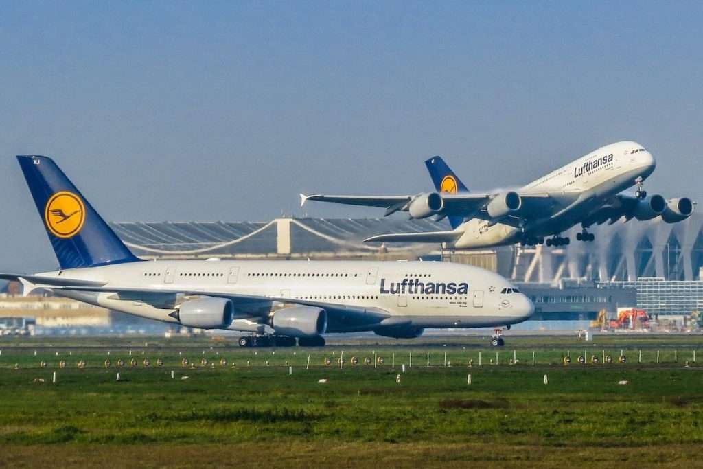 Lufthansa Airbus A380s at Frankfurt Airport