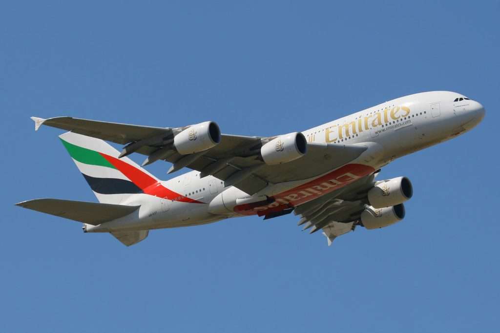 An Emirates Airbus A380 departs London Heathrow