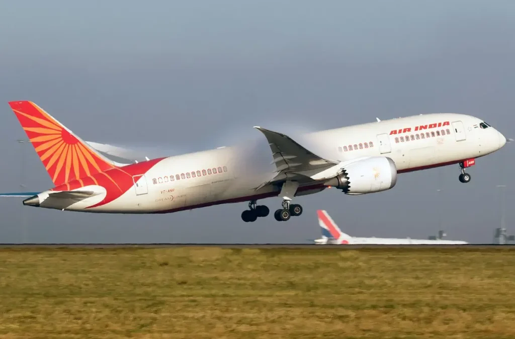 An Air India Boeing 787 departs Paris