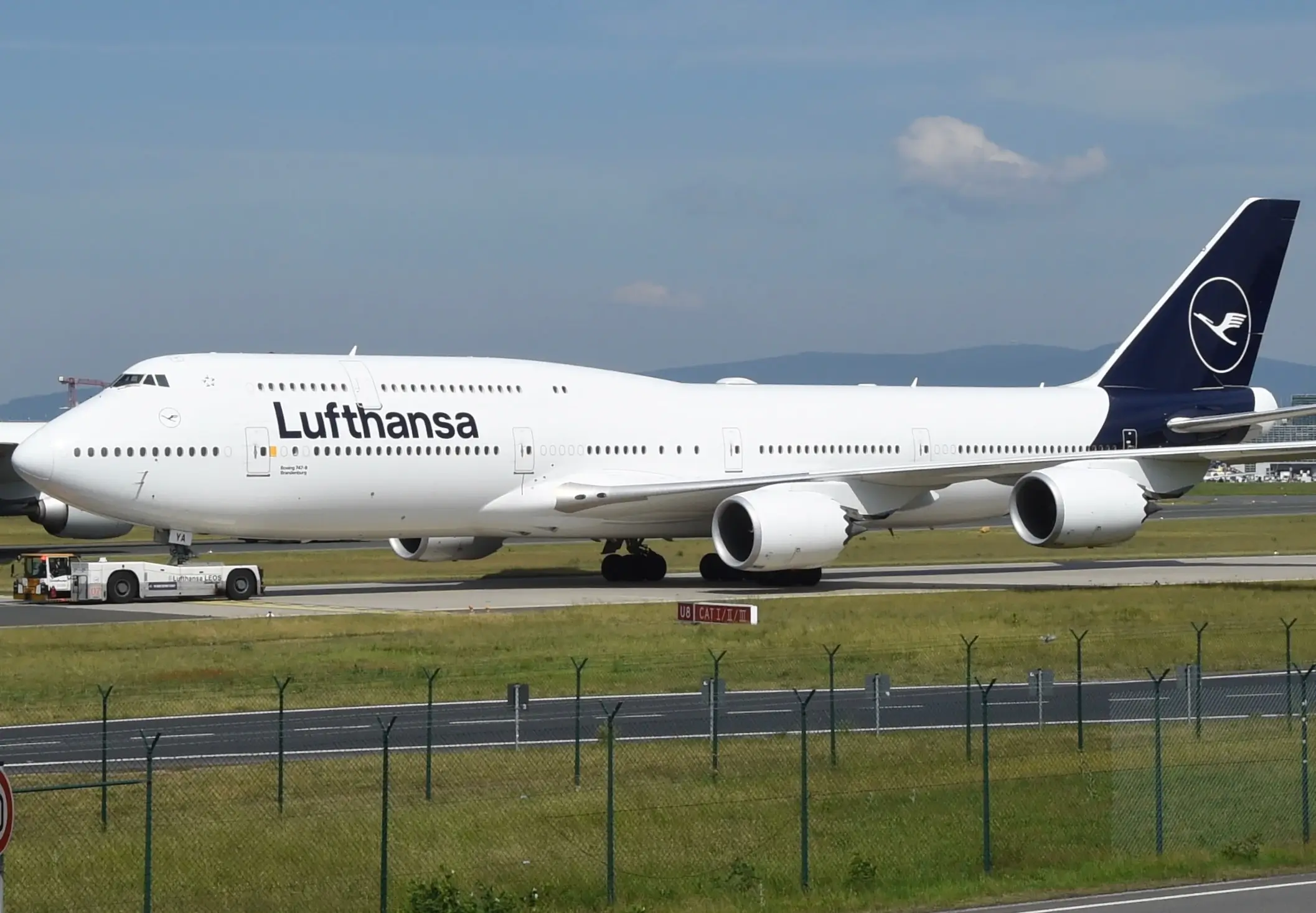 A Lufthansa Boeing 747-8 at Frankfurt Airport