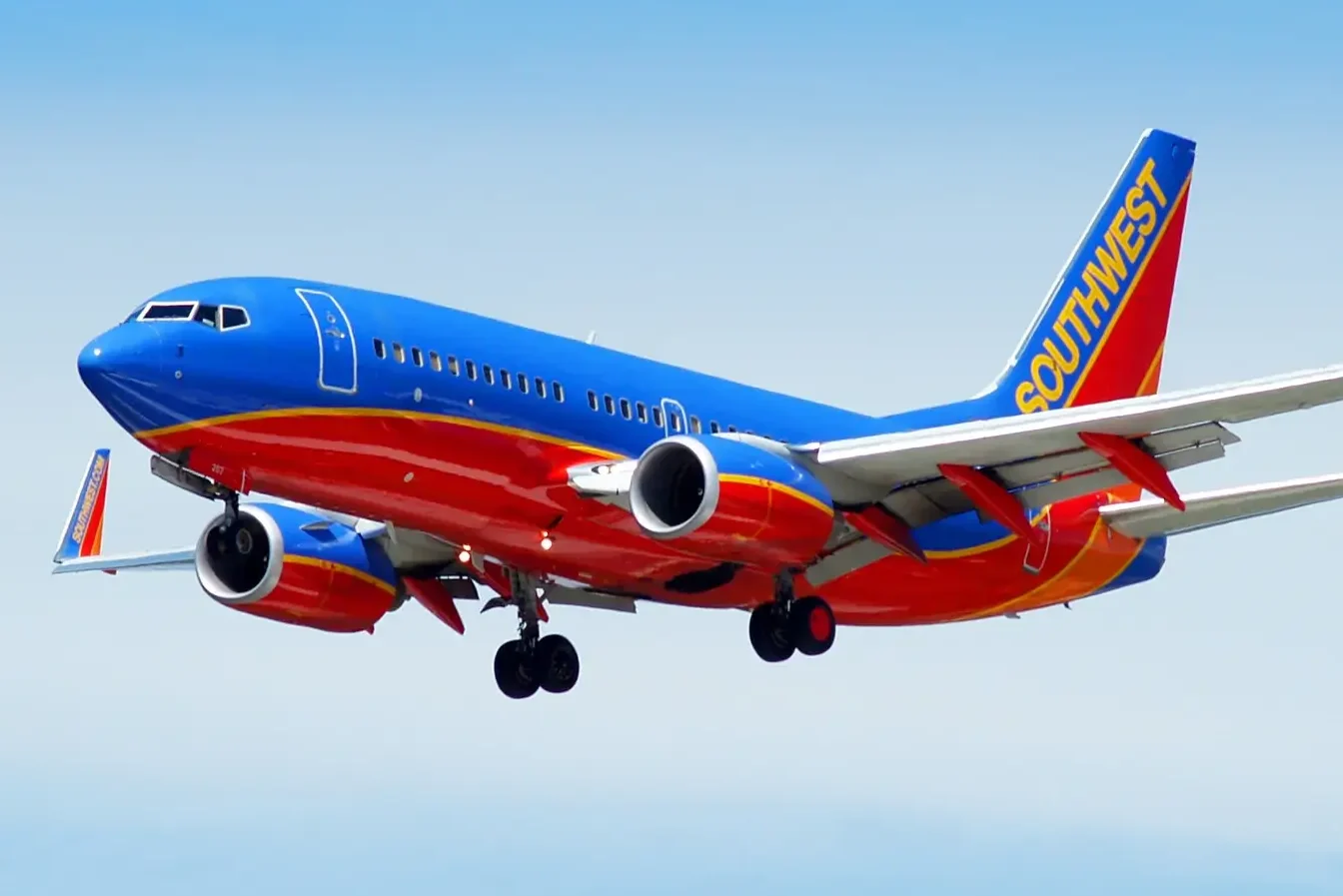 A Southwest Boeing 737 arriving at SeaTac Airport