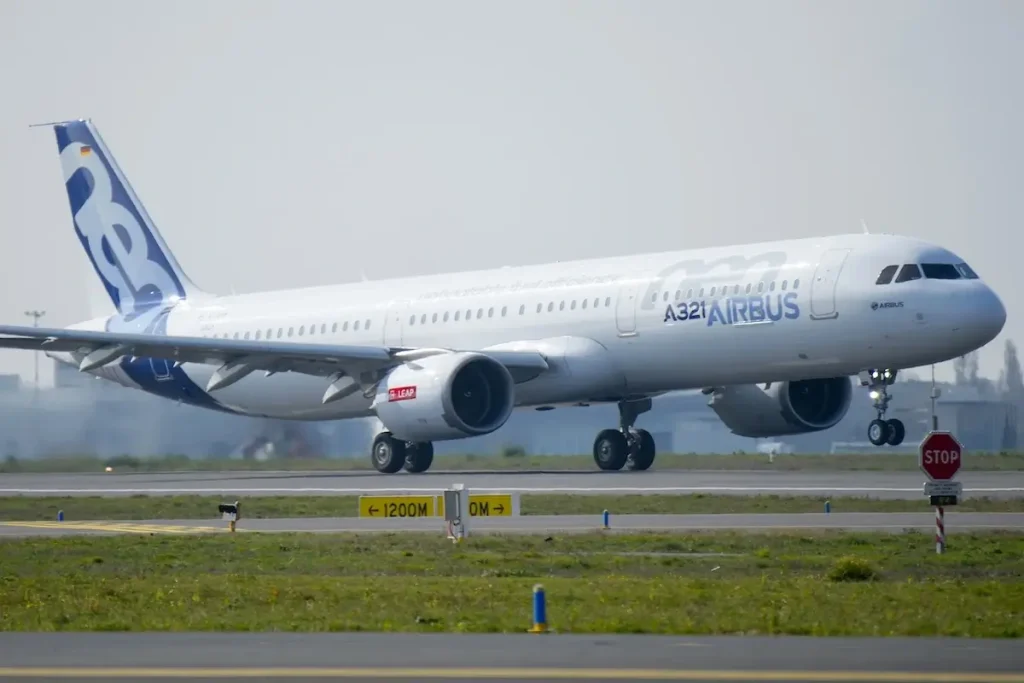 An Airbus A321neo operating test flights