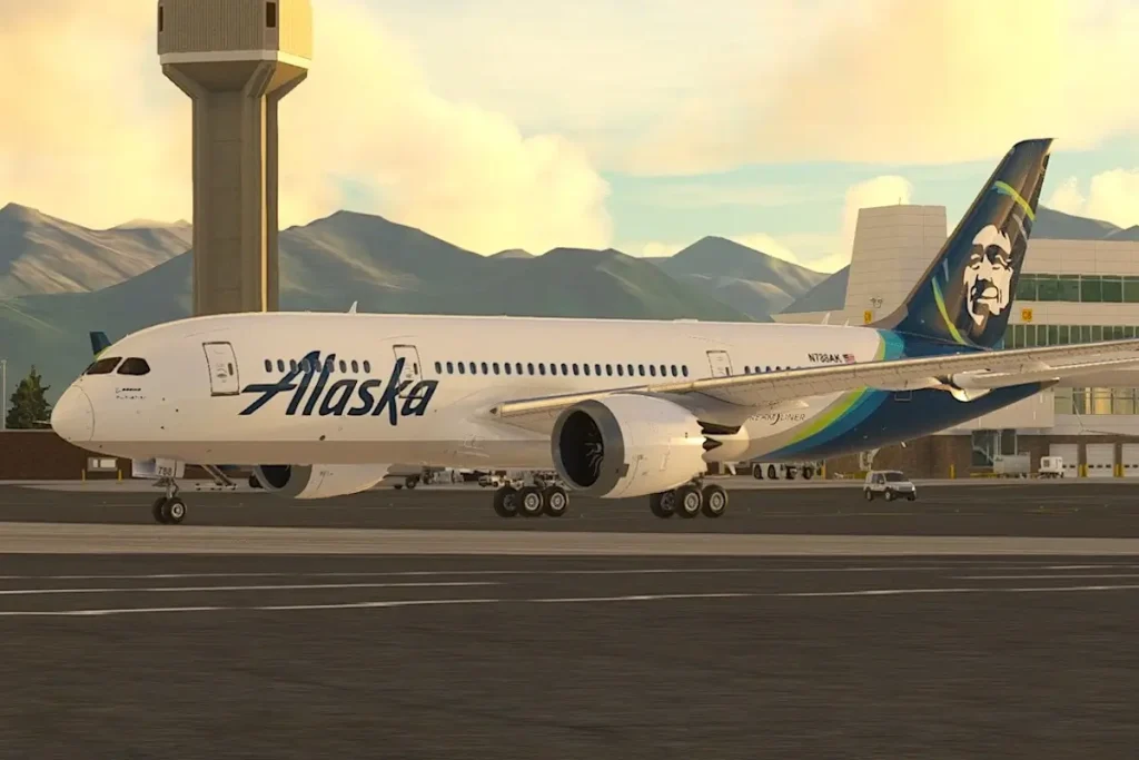 An Alaska Airlines Boeing 787 Dreamliner