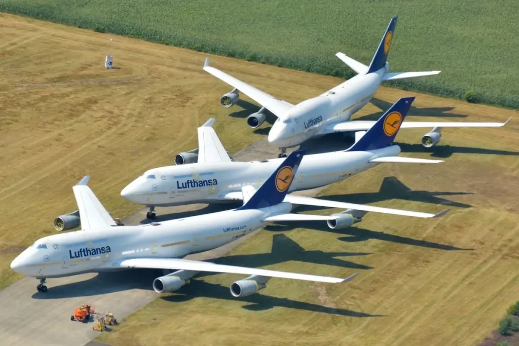 Lufthansa Boeing 747s parked in storage