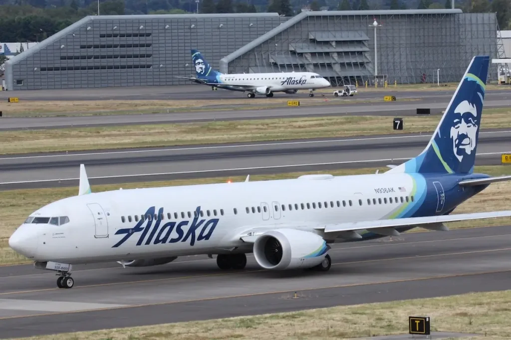 An Alaska Airlines Boeing 737 MAX in Portland