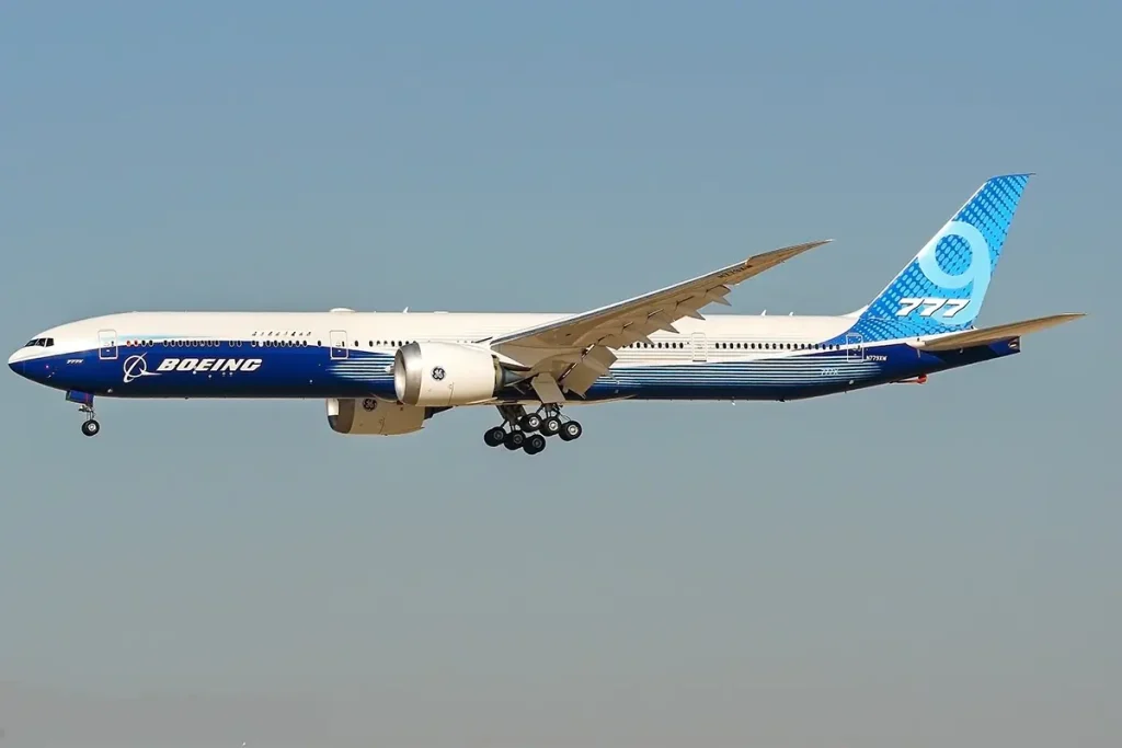 A Boeing 777X at the 2021 Dubai Airshow
