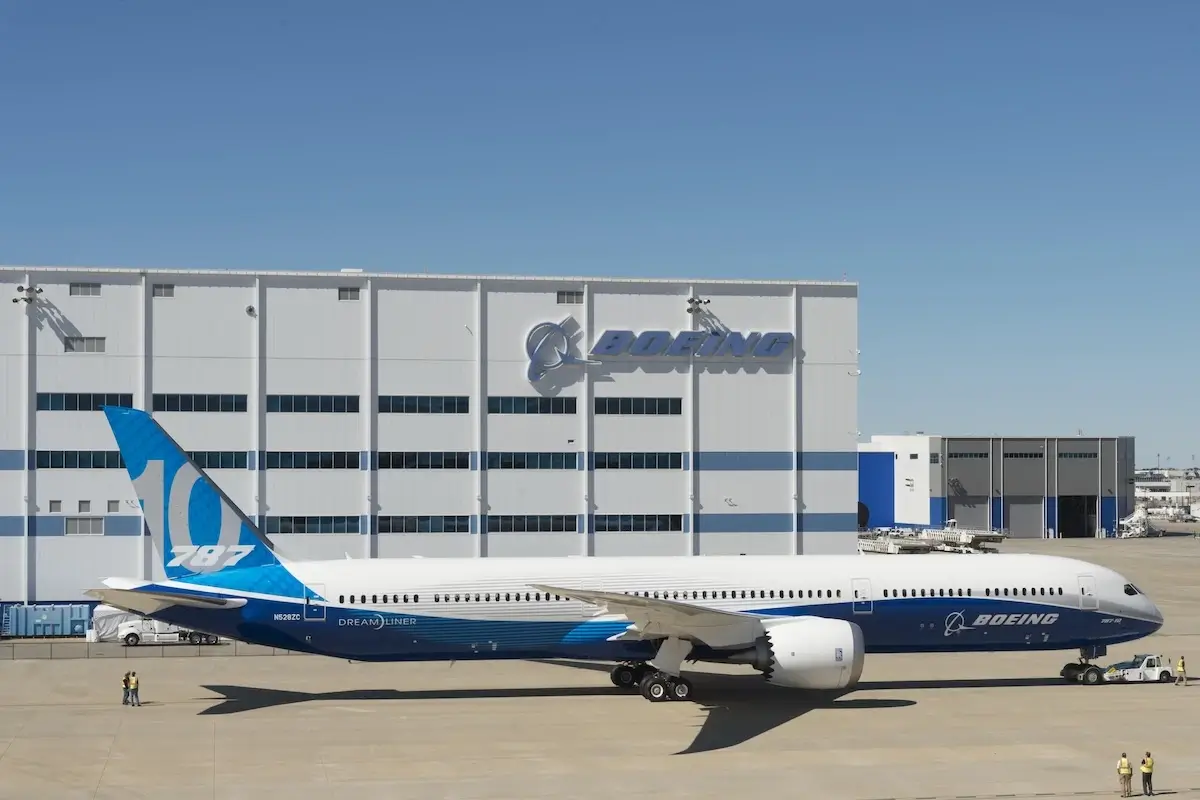 A Boeing 787 rolling out in Charleston