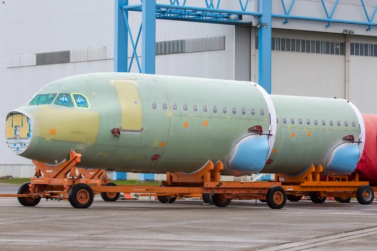 Airbus A320 passenger planes at the production facility in Toulouse