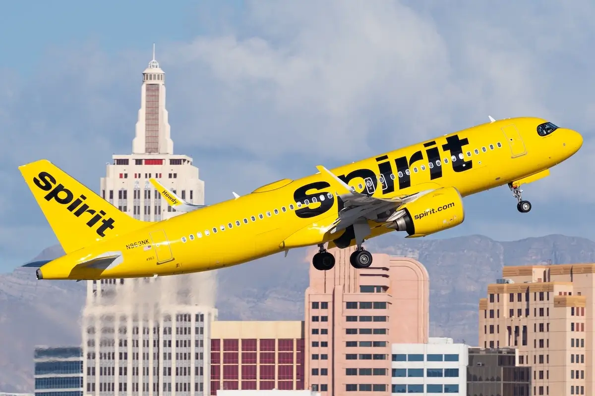 Spirit Airlines A320 taking off from Las Vegas international airport.
