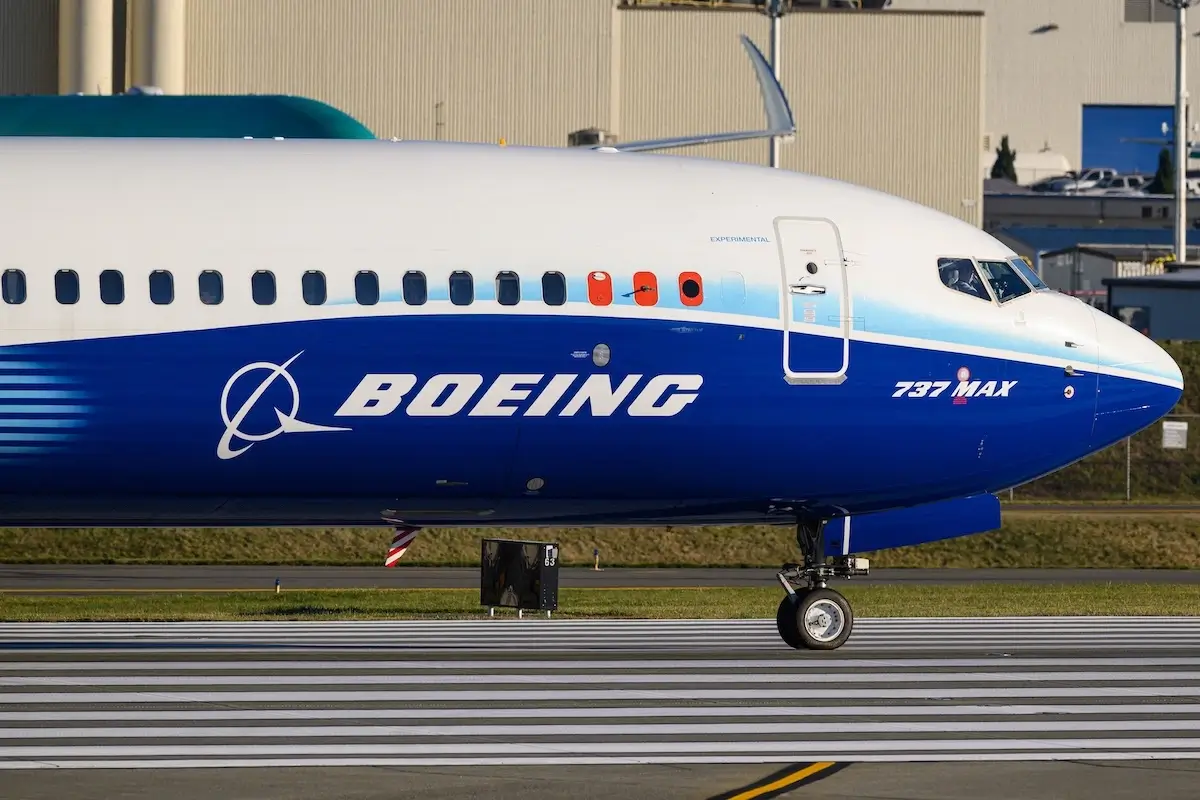 Boeing 737 MAX 10 experimental aircraft on runway in company colors