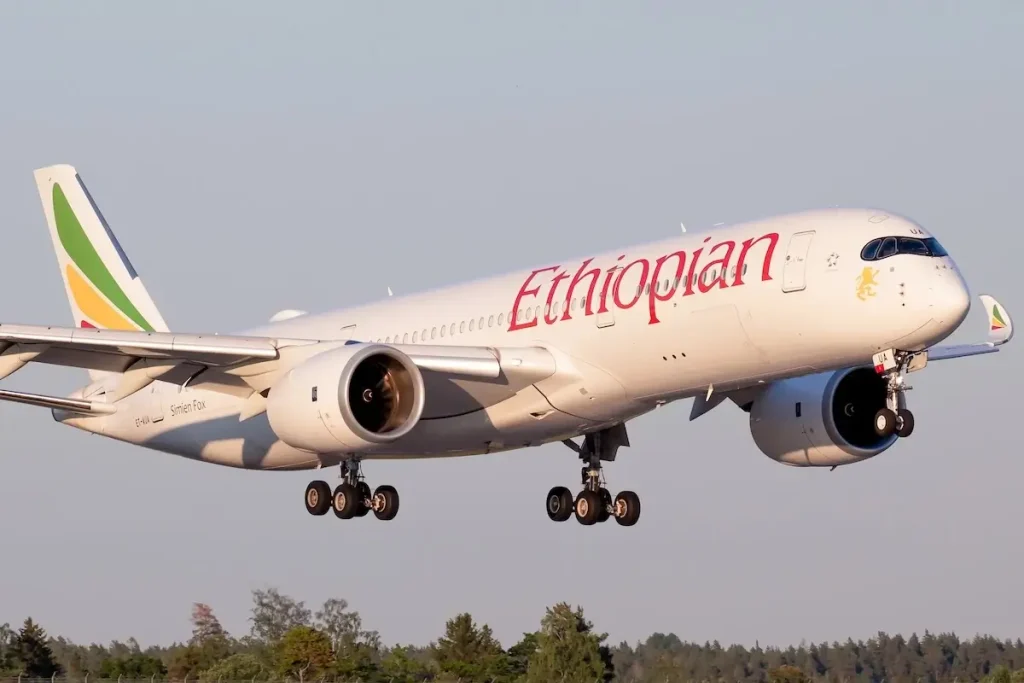 Ethiopian airlines A350 landing at stockholm Arlanda airport