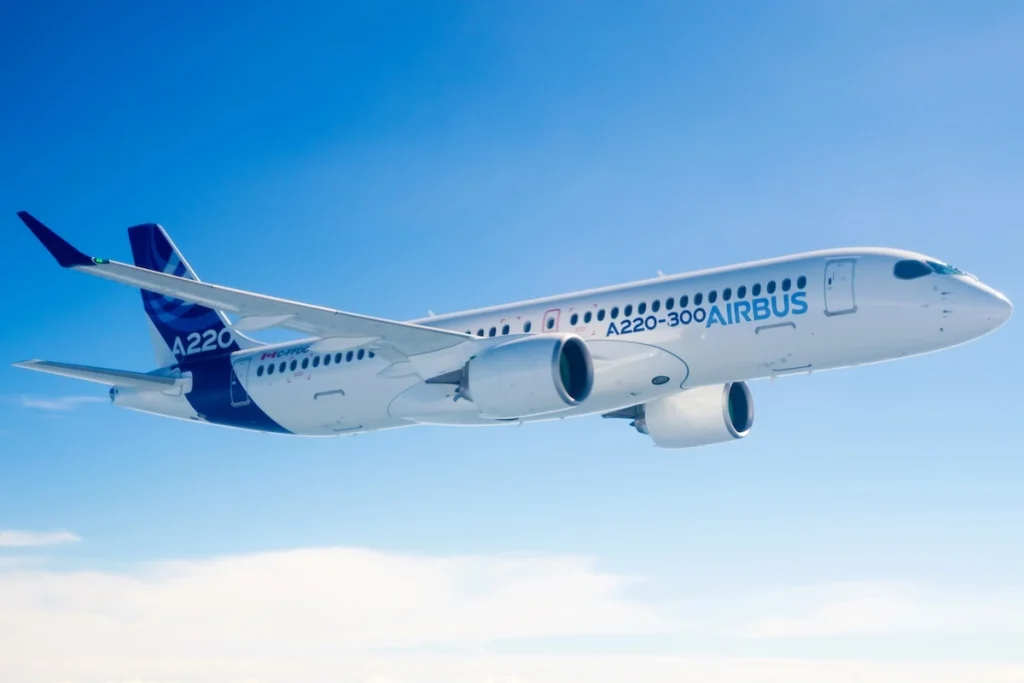 The Airbus A220-300 inflight