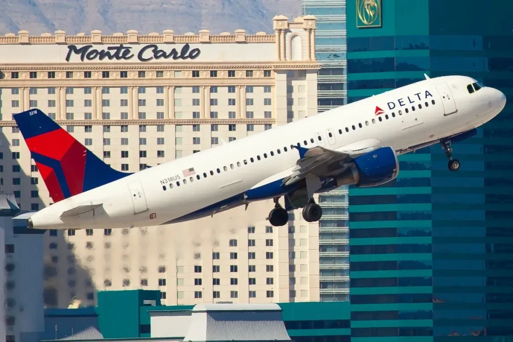 A320 Delta Air Lines taking of from McCarran Airport located in Las Vegas, USA on November 12, 2010