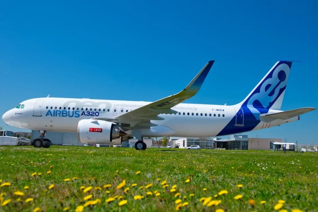 An Airbus A320neo during testing/production