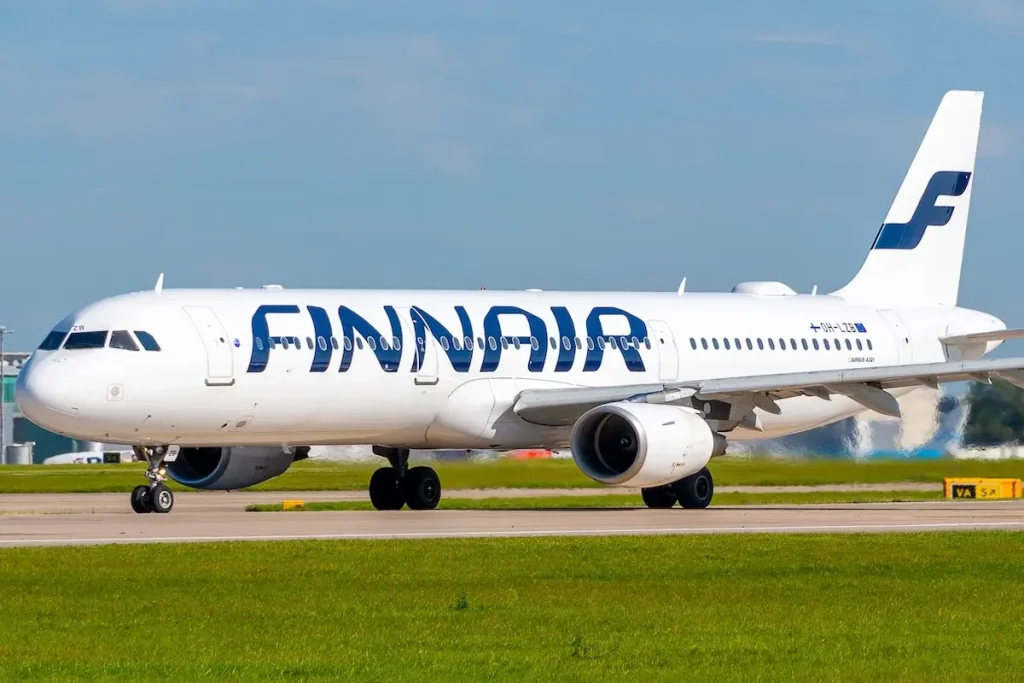 MANCHESTER, UNITED KINGDOM - AUGUST 24, 2019: Finnair Airbus A321 ready for departure