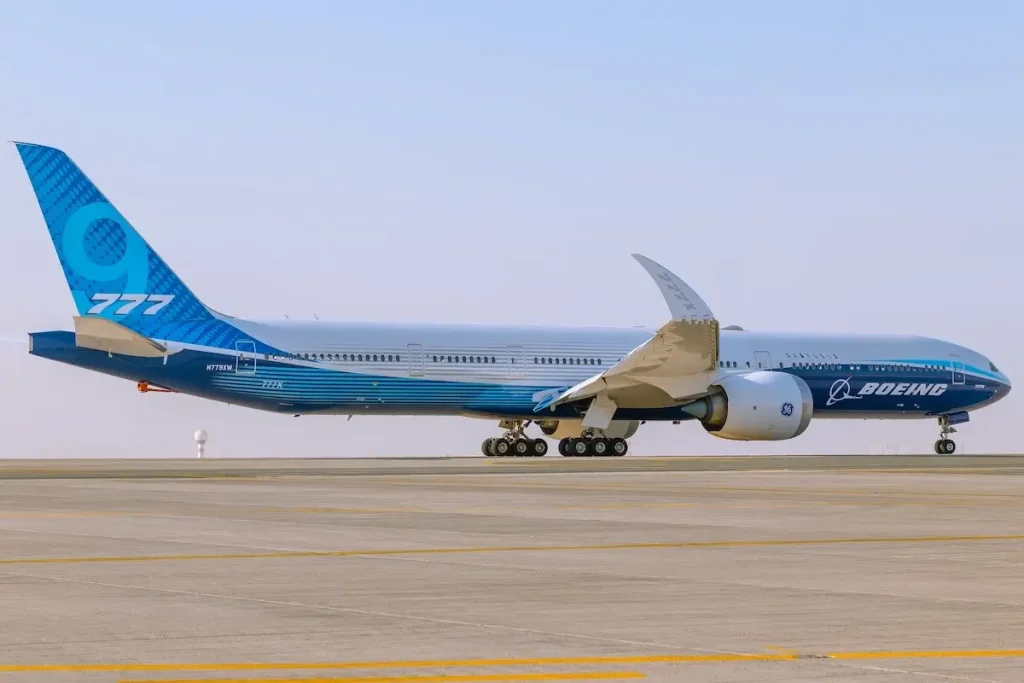 Dubai, UAE - November 15, 2021 New Boeing 777-9 at the Al Maktoum International Airport