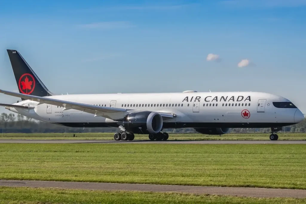 Amsterdam Airport Schiphol, Netherlands - October 4, 2024: Air Canada Boeing 787-9 Dreamliner REG:C-FRSR at Schiphol Airport.