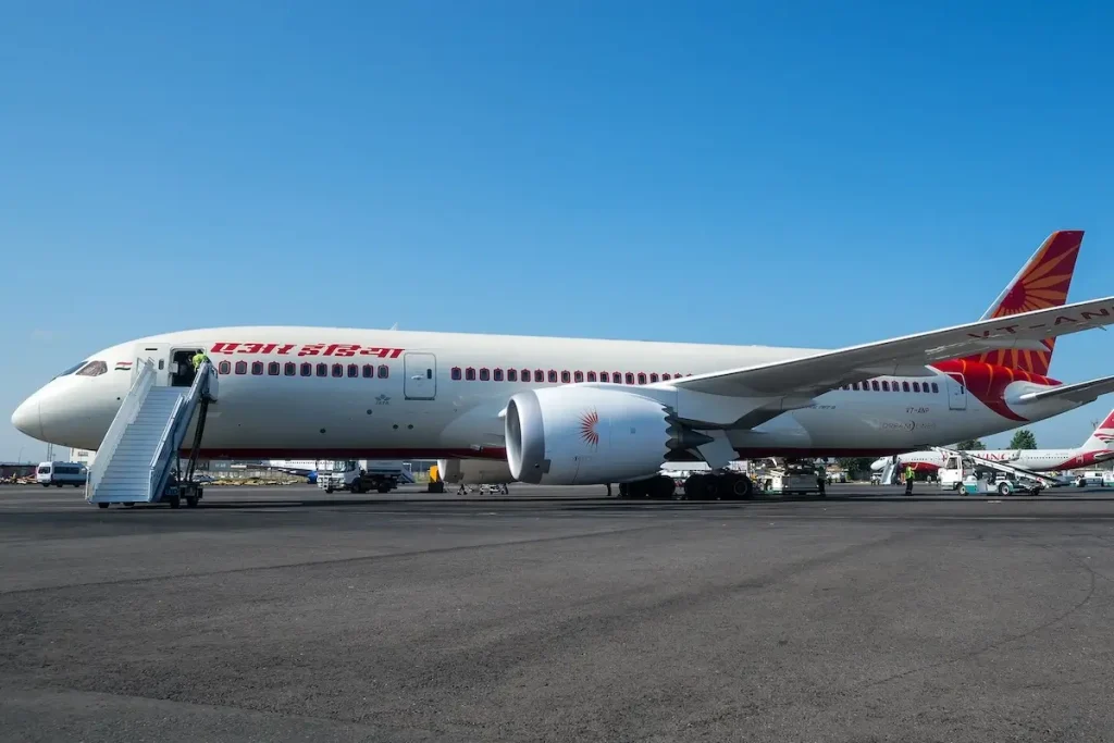 Moscow region, Domodedovo, Russia - July 07, 2014: First flight Boeing 787 Dreamliner VT-ANP Air India to the Moscow Domodedovo International airport