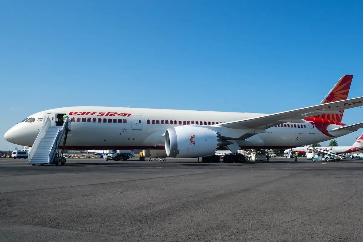 Moscow region, Domodedovo, Russia - July 07, 2014: First flight Boeing 787 Dreamliner VT-ANP Air India to the Moscow Domodedovo International airport