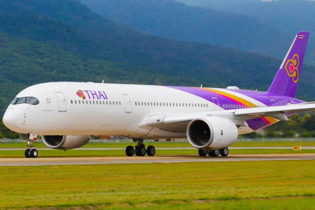 Chiang Mai, Thailand. September 4, 2016. Thai Airways International Airbus A350-941 Reg. HS-THB Taxi to Runway for Departure from Chiang mai International Airport.