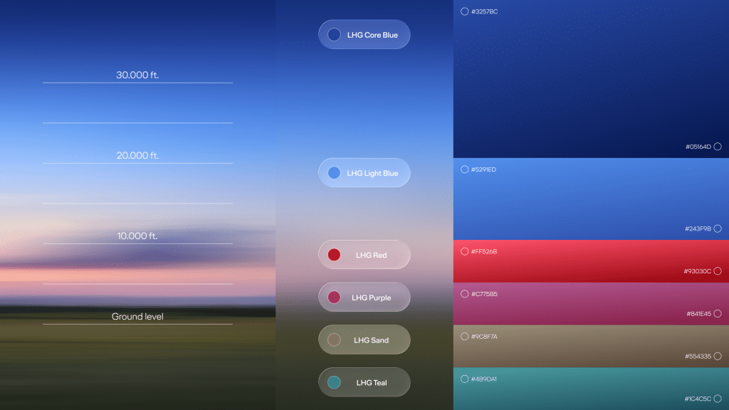 new colour palletes which will feature across the Lufthansa Group branding representing from the ground to the sky